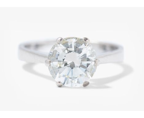 Diamant-Ring750 Weissgold. 1 Brillant ca. 2.70 ct K/L-vs/si. Gr. 56, 5,3 g.