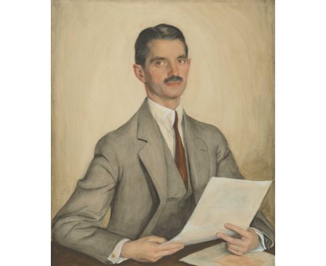 Savely Sorine(Polazk 1878–1953 New York City)Portrait eines Mannes. 1930. Aquarell und Bleistift auf Papier auf Leinwand aufg