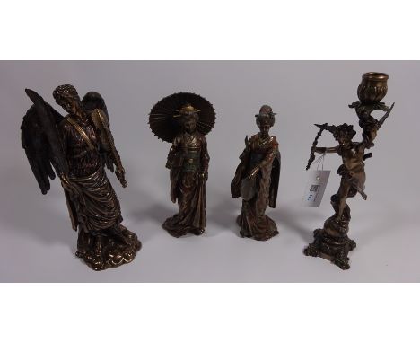 Two Veronese oriental figures, classical style figure and a similar cherub candlestick (4) Condition Report Click here for fu