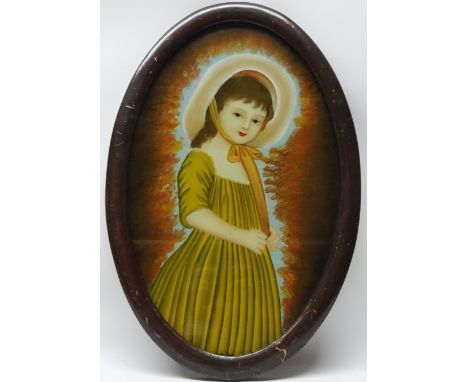 Portrait of a Young Girl, oil on board in oval frame unsigned 45cm x 28cm Condition Report Click here for further images, con