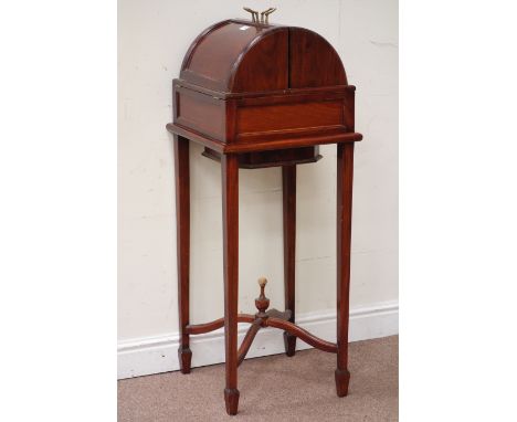 Edwardian style dome top mahogany decanter cabinet containing four decanters on square supports Condition Report Click here f