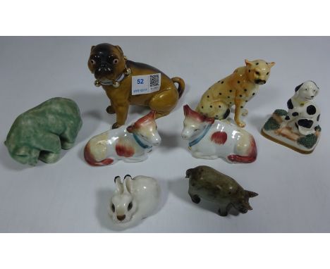 Victorian Conta & Boehme pug, Lomonosov model of a rabbit and other animal models (8)  Condition Report Click here for furthe