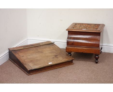 Victorian mahogany slope top portable desk, brass handles (W61cm, H15cm), and a Victorian step commode  (W45cm H40cm) (2) Con