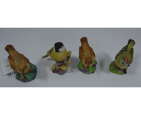 Four Royal Worcester birds, Gold Crest, two Wrens and Marsh Tit  Condition Report Click here for further images, condition, a