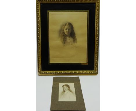 Portrait of Girl, photograph by Keturah Collings signed in pencil with artists address 'Audley St' 20cm x 15cm and one other 
