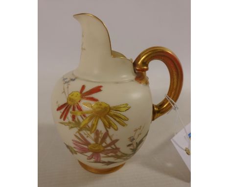 Royal Worcester ivory coloured jug with floral decoration no.1094, H13cm