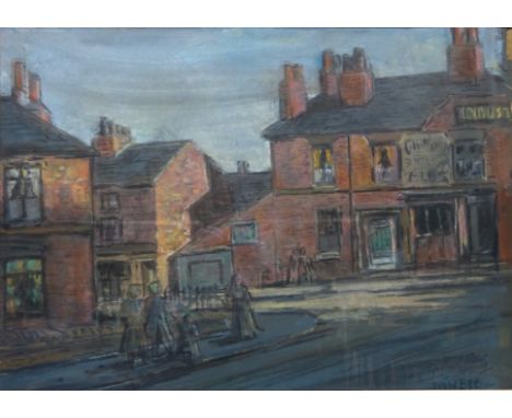 "Top Pearl Street Sheffield", pastel sketch signed and titled by John William Bee (British 1883-1960), 37cm x 52cm Condition 