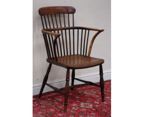 19th century elm and beech low comb stick back Windsor chair Condition Report Click here for further images, condition, aucti