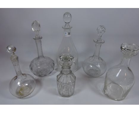 19th/ early 20th Century cut glass decanter and five other decanters  Condition Report Click here for further images, conditi