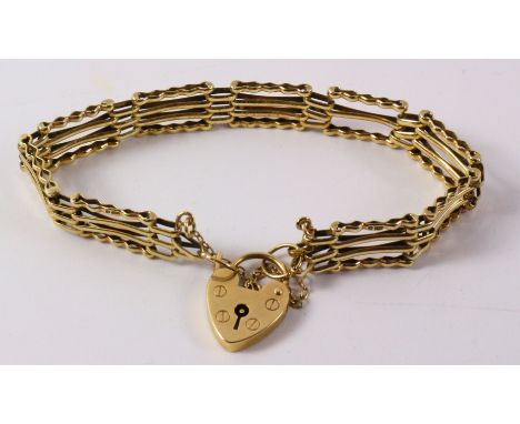 Four bar gold gate bracelet hallmarked 9ct approx 10.7gm Condition Report Click here for further images, condition, auction t