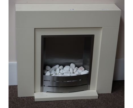 Electric fire in cream surround, W78cm, D72cm (This item is PAT tested - 5 day warranty from date of sale)