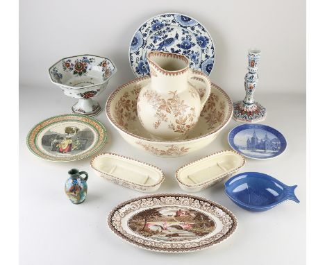 Large lot of old Dutch ceramics.&nbsp;Various.&nbsp;Among other things;&nbsp;old Delft, Societe Ceramique lamp set.&nbsp;Some