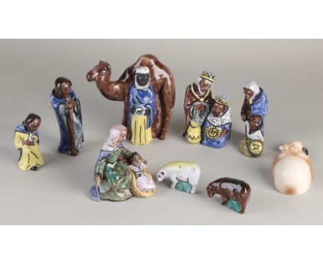 Nine parts ceramic.&nbsp;20th century.&nbsp;Consisting of: Eight parts nativity scene, with monogram.&nbsp;One part Hummel, h