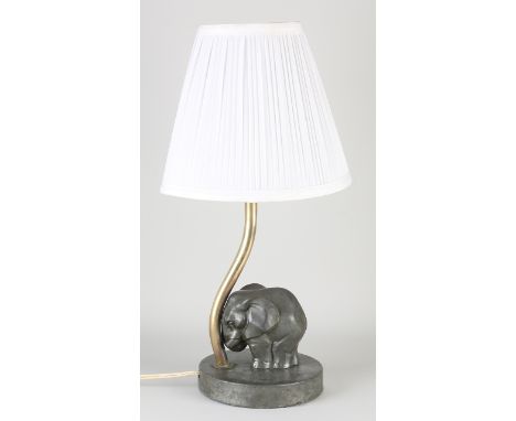 Antique Art Deco pewter lamp.&nbsp;George Nilsson.&nbsp;Circa 1930. Elephant.&nbsp;Dimensions: H 48 cm.&nbsp;In good conditio