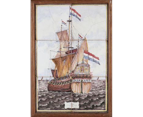 Antique polychrome 6-pass tile panel.&nbsp;Holland.&nbsp;Circa 1900. Depicting seven provinces.&nbsp;Various fault lines.&nbs