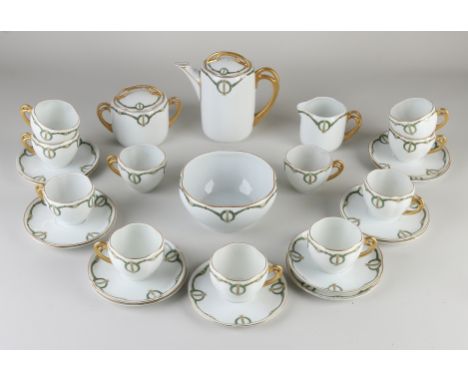 Antique Dutch Jugendstil tea set.&nbsp;Marked PL/S modern.&nbsp;Circa 1915. Paulus Porcelain Heemskerk.&nbsp;Consisting of: t