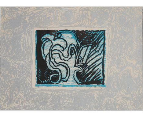 Pierre Alechinsky.&nbsp;1927 - .No.&nbsp;52/300.&nbsp;Espionne (1970).&nbsp;Lithograph on paper.&nbsp;Dimensions: H 45 x W 60