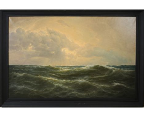 André Gignac.&nbsp;1866 - 1956. Seascape with sunbeams.&nbsp;Oil on linen.&nbsp;Dimensions: H 96 x 145 cm.&nbsp;In good condi