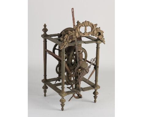 Antique French lantern clock movement.&nbsp;One-hand with anchor escapement below.&nbsp;Circa 1800. Functions not tested.&nbs