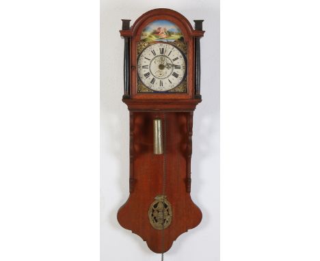 Early 19th century oak Frisian tail clock with alarm clock and full black columns.&nbsp;No images available.&nbsp;Dimensions: