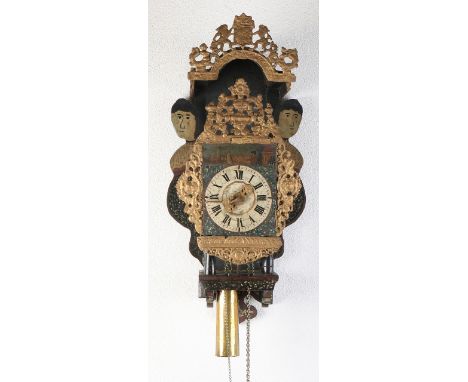 18th century Dutch Frisian chair clock with alarm.&nbsp;Possibly overpainting.&nbsp;Dimensions: 72 cm.&nbsp;Otherwise in good
