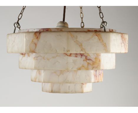 Antique octagonal Art Deco glass ceiling lamp.&nbsp;Circa 1925. Dimensions: 35 x 35 x 20 cm.&nbsp;In good condition.