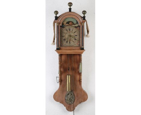 Antique oak Frisian office clock with moon phase and alarm.&nbsp;Circa 1900. Clock case discolored.&nbsp;Dimensions: 100 cm.&