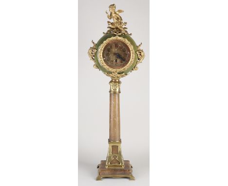 Large antique German Lenzkirch table clock.&nbsp;Onyx with porcelain and gilt brass.&nbsp;Circa 1900. One hand not original.&