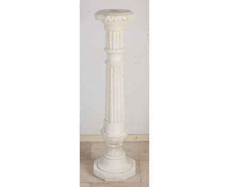 Old/antique marble pedestal.&nbsp;Two-piece.&nbsp;First half 20th century.&nbsp;Some chips.&nbsp;Dimensions: H 109 cm.&nbsp;I