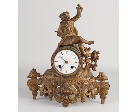 Antique French mantel clock.&nbsp;Incomplete.&nbsp;For parts.&nbsp;Eight-day movement, half-hourly strike, spring pendulum.&n