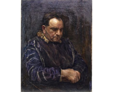 MODERN EUROPEAN SCHOOL, PORTRAIT OF GENTLEMAN oil on canvas 72cm x 62cm Unframed