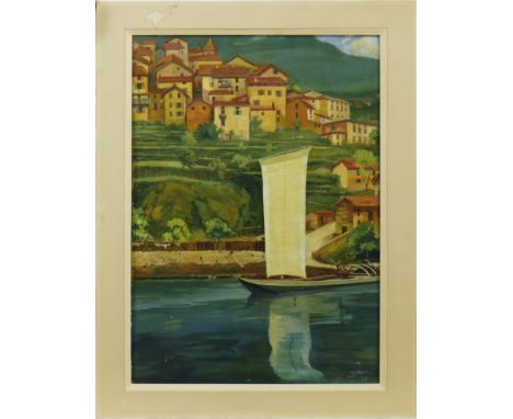 * SOFIA MARTINS DESOZA (PORTUGUESE 1870 - 1960), RIVER LANDSCAPE oil on canvas laid on board, signed and dated 1925 53cm x 37