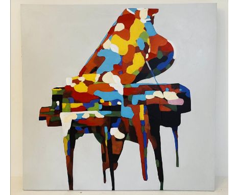 CONTEMPORARY SCHOOL, the piano, oleograph on canvas, 100cm x 100cm. 