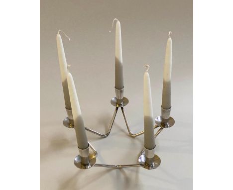 DANISH SILVER PLATE CENTRE PIECE, 20th century six branch, candleholder 26cm x 12cm H. 