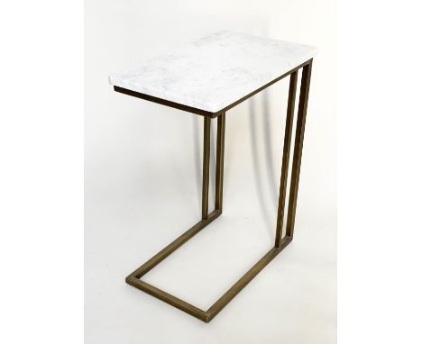 LAMP TABLE, rectangular Carrara white marble top on gilt metal support, 52cm x 32cm x 65cm H. 