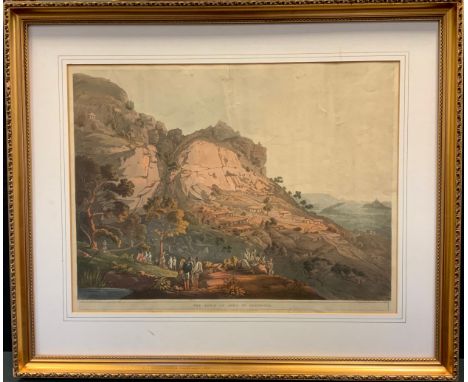 Henry Salt (British, 1780-1827), after, The Town of Abha in Abyssinia, hand-coloured lithograph engraved by L. Bluck, publish