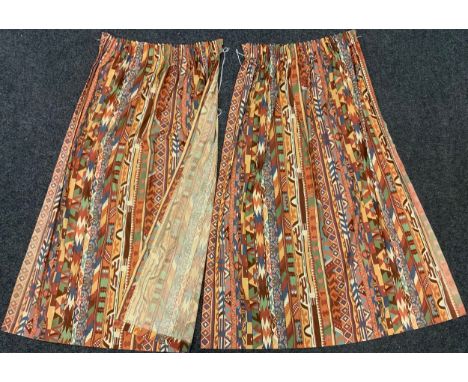 A pair of vintage Liberty curtains, Collier Campbell, 'Zebak' design, each curtain measuring 157cm long x 63cm wide. 