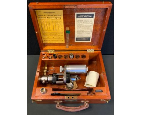 A Dobbie-McInnes (Glasgow) Engine Indicator Number 4 standard pressure springs gauge,  cased 