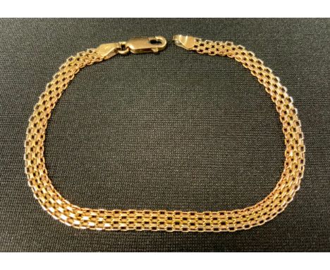 18ct gold mesh bracelet with safety clasps - 52g - Bracelets