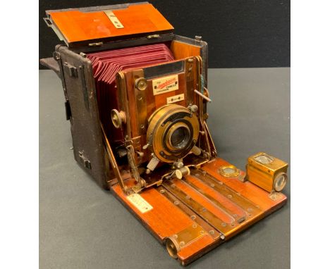 The 'Sanderson'  quarter-plate camera, mahogany case, red bellows, c.1920 