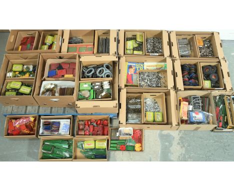 Meccano. pallet lot of various parts & components. to include wheels, tyres, flat strips, girders, rods, nuts, bolts, washers