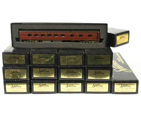 Bachmann Spectrum HO Gauge mixed group of Coaches to include Ref 89111 Passenger Combine Coach "PRR" and others (see photo). 