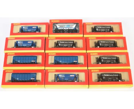 Hornby China OO. Group of 12x Hopper &amp; Bulk Wagons. Comprising 5x R6217A Procor "Tarmac Quarry Products", 3x R6332 Procor