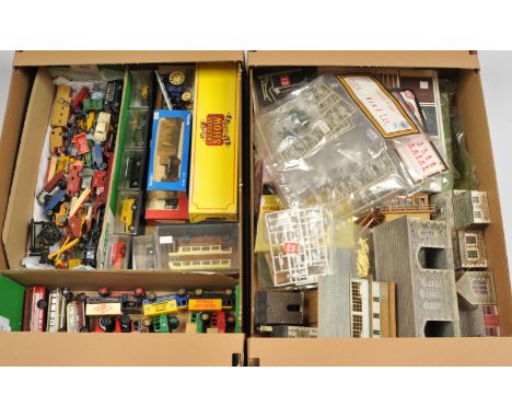 Metcalfe Card Buildings OO Plus other items - To include Dapol Figures, Bag of Lichen, and various Cars of Rail scale. Condit