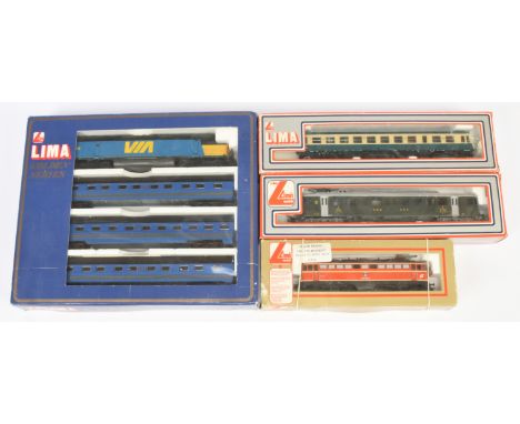 Lima HO. Group of boxed loco's &amp; train pack. Comprising 208031L SBB CFF overhead electric power car, 201090 DB Blue / Bei