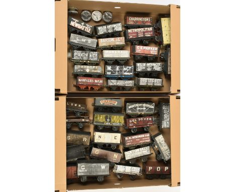 Scratch / Kit built &amp; modified O Gauge unboxed wagons. to include Lima "Caxton Nottingham" mineral, Hornby modified close