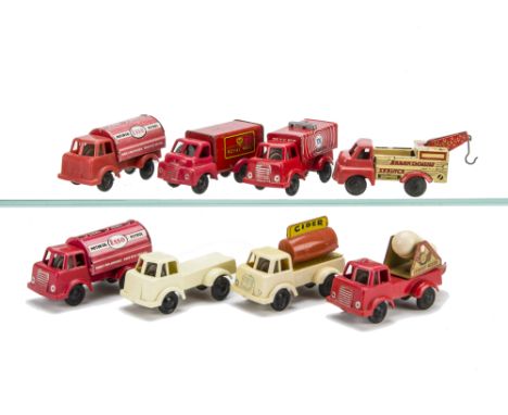 Seven Wells Brimtoy Pocketoy clockwork Commercial Vehicles, Royal Mail Van, two Esso Tankers, Cider Tanker, Cement Mixer, Bre