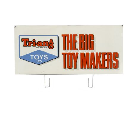 A retailer's Tri-ang Toys Ltd Cabinet/Shelf-Top Sign,  white with 'The Big Toy Makers' in red letters and blue, red and black