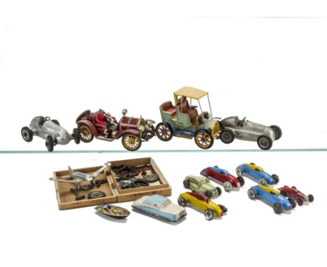 Various tinplate Vehicles, two Schuco Studio Mercedes racing cars --5½in. (14cm.) long, Schuco Old Timer Mercer; Masudaya Mod