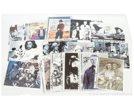 Quantity of Roy Rogers related photos and printed pictures signed by Roy Rogers, Roy Rogers Jr., Dodie Rogers and others x fo